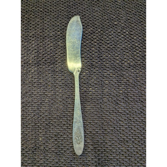 Other - Vintage Butter Spreader Ornate Scroll Crest Silver Plate Flatware Cottagecore